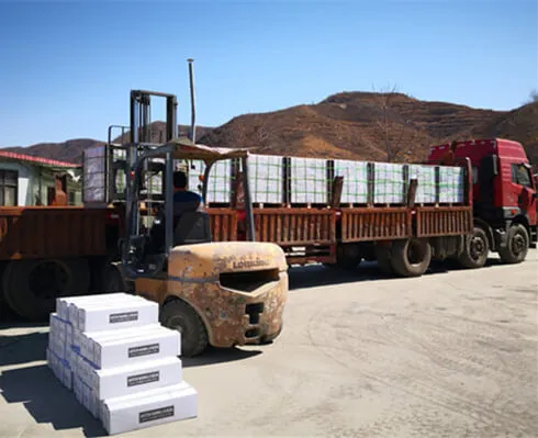 Delivery of stacked stone products to Xingang Port for export