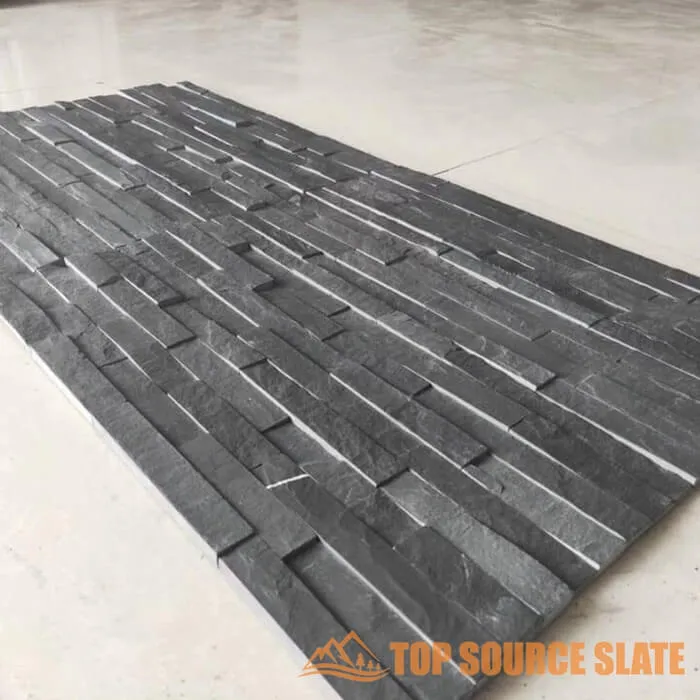 Black slate stacking stone veneer panels for interior or exterior use