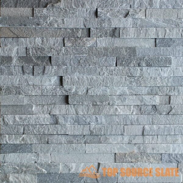 gray stacked stone fireplace
