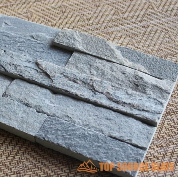 China factory sierra blue flat quartzite stacked stone fireplace