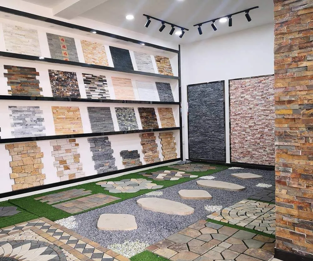 FAQ banner featuring stacked stone products and services