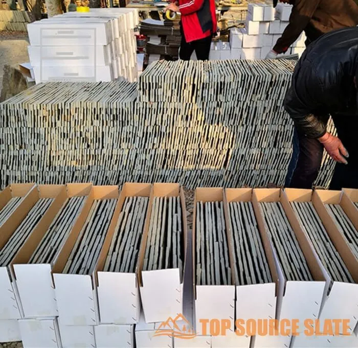 Gold Rush exterior stacked stone panel in 6x24 inch size