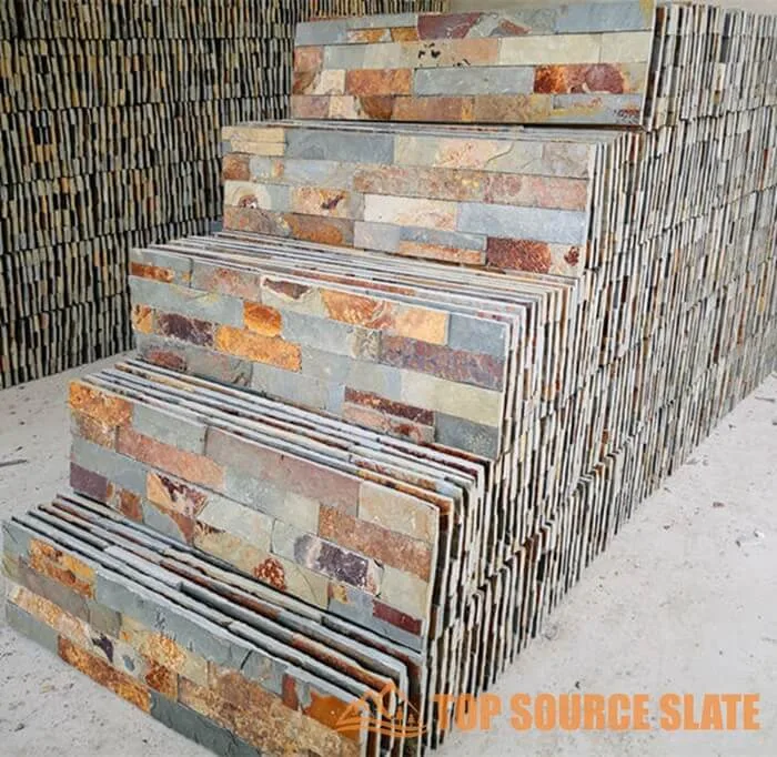 Gold Rush exterior stacked stone panels, 6 in. x 24 in.