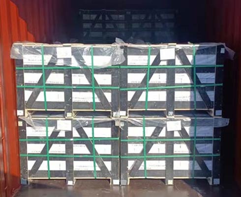 Container filled with high-quality stacked stones for landscaping