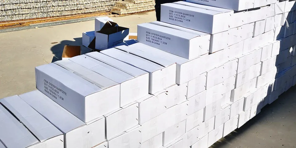 Packaging cartons containing stacked stone from Top Source Slate