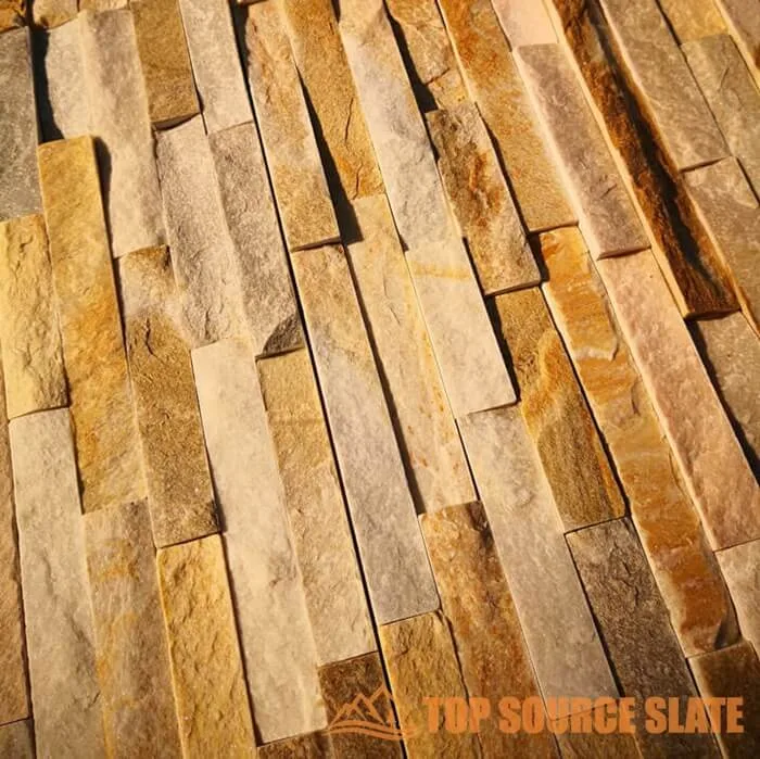 Elegant golden honey quartzite stacked stone for walls