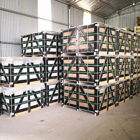 Stacked plywood crates, ideal for storage and transportation.