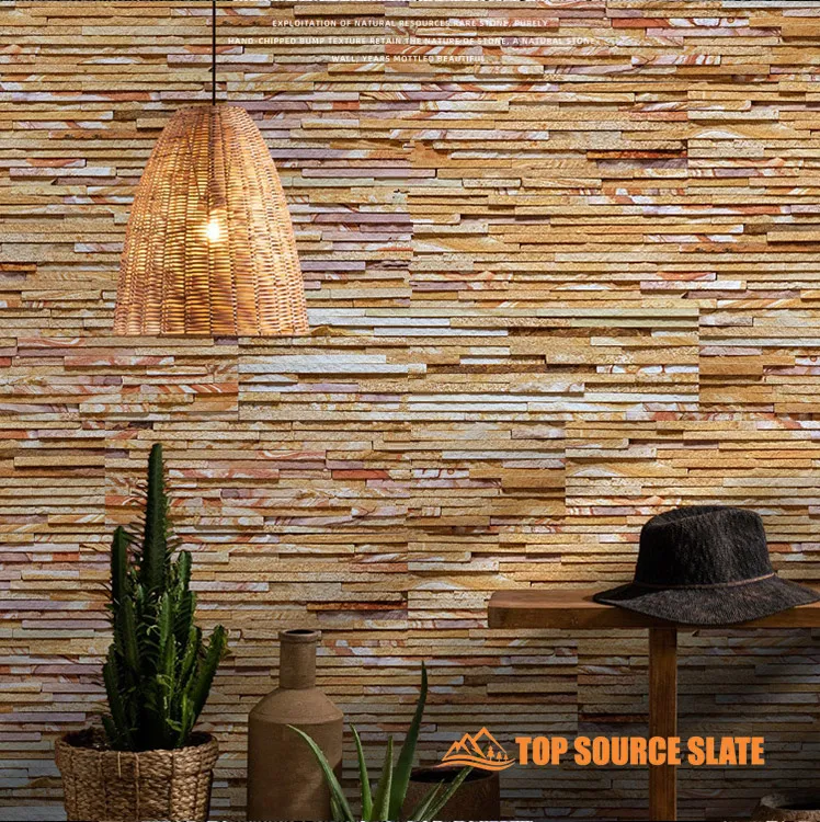 Beautiful stacked stone waterfall panel showcasing natural stone finish
