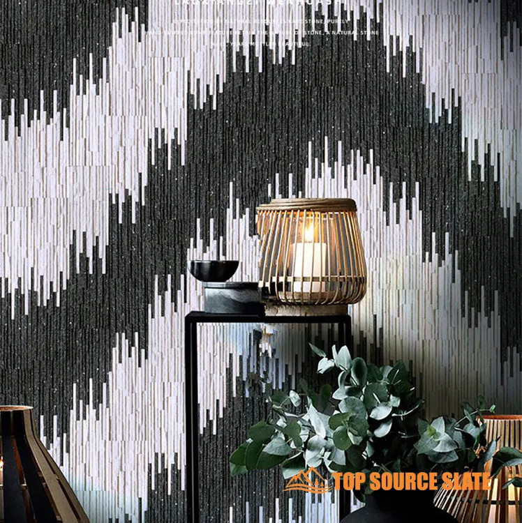 Waterfall feature made with stacked stone panels