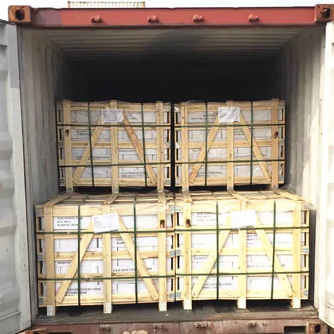 A sturdy wooden crate container used for shipping materials