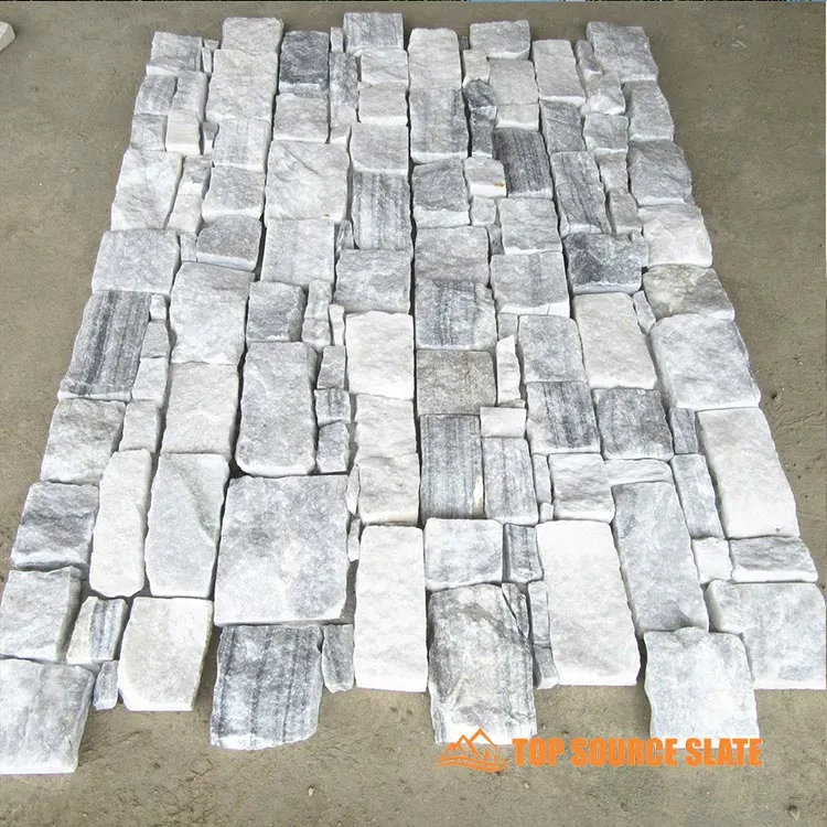 Natural Alaska grey quartz stone cladding panels for wall applications