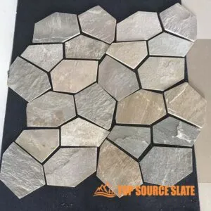 Beige slate crazy paving flagstone for outdoor use