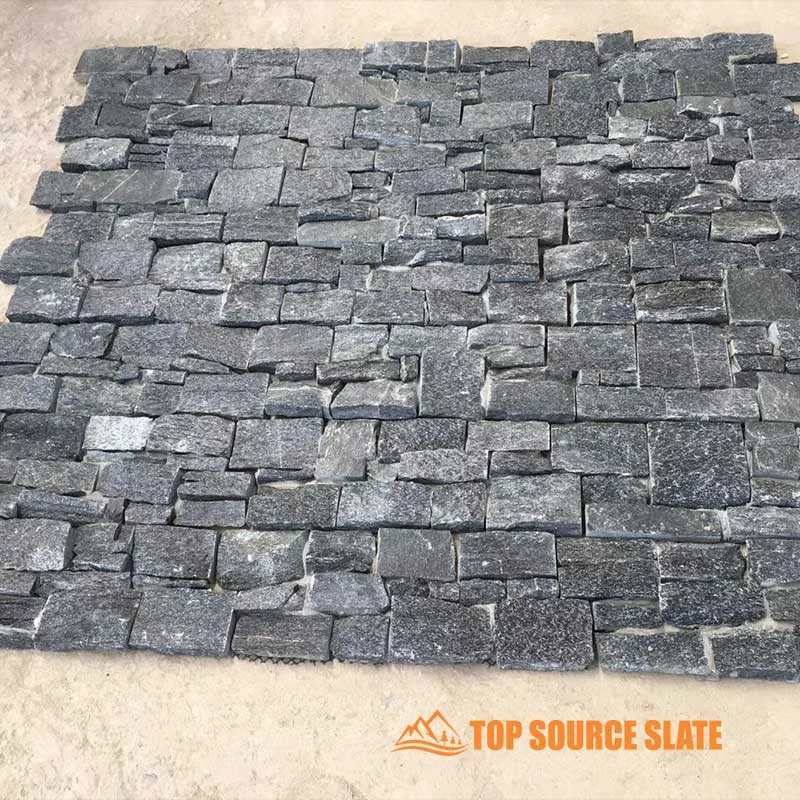 Elegant black quartzite stone panel with rich texture