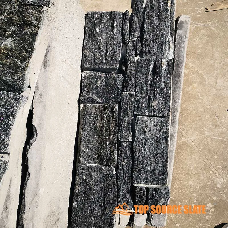 Polished black quartzite stone slab suitable for interior and exterior design