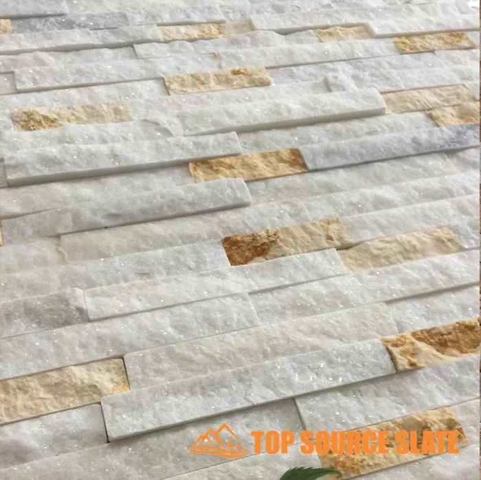 Mix of quartzite stacked stone shower walls in modern design