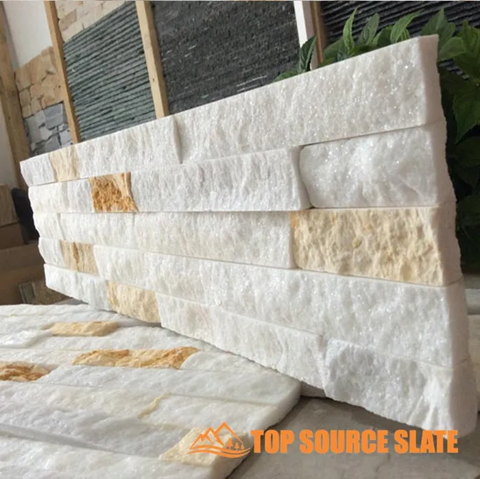 Elegant mixed quartzite stacked stone for shower walls