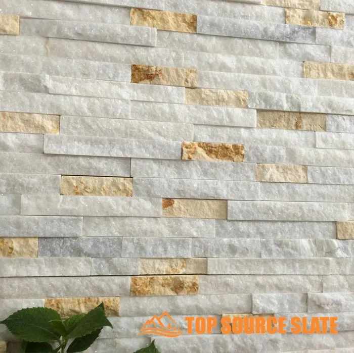 Stylish quartzite stacked stone used in shower walls