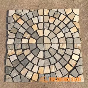 Circular shape flagstone paving stone mat mesh tile on net (4)
