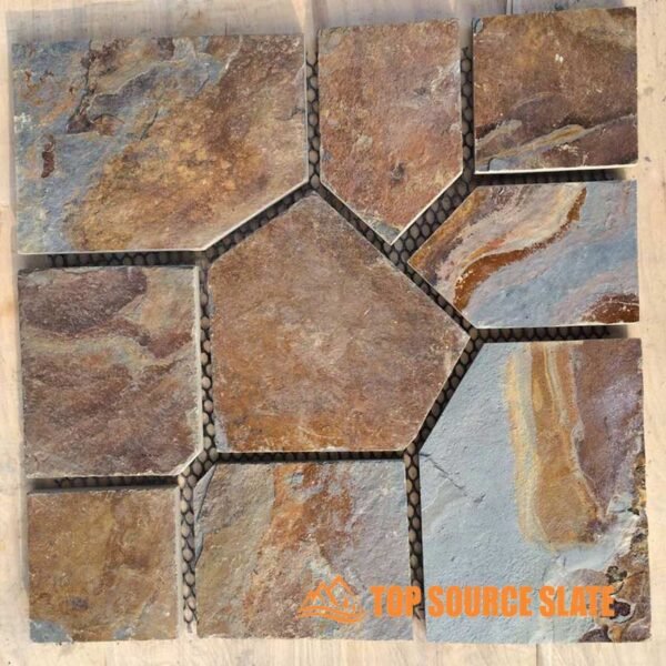 Natural rusty stone meshed flag walkway stone (1)