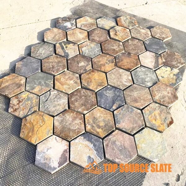 Natural rusty stone meshed flag walkway stone
