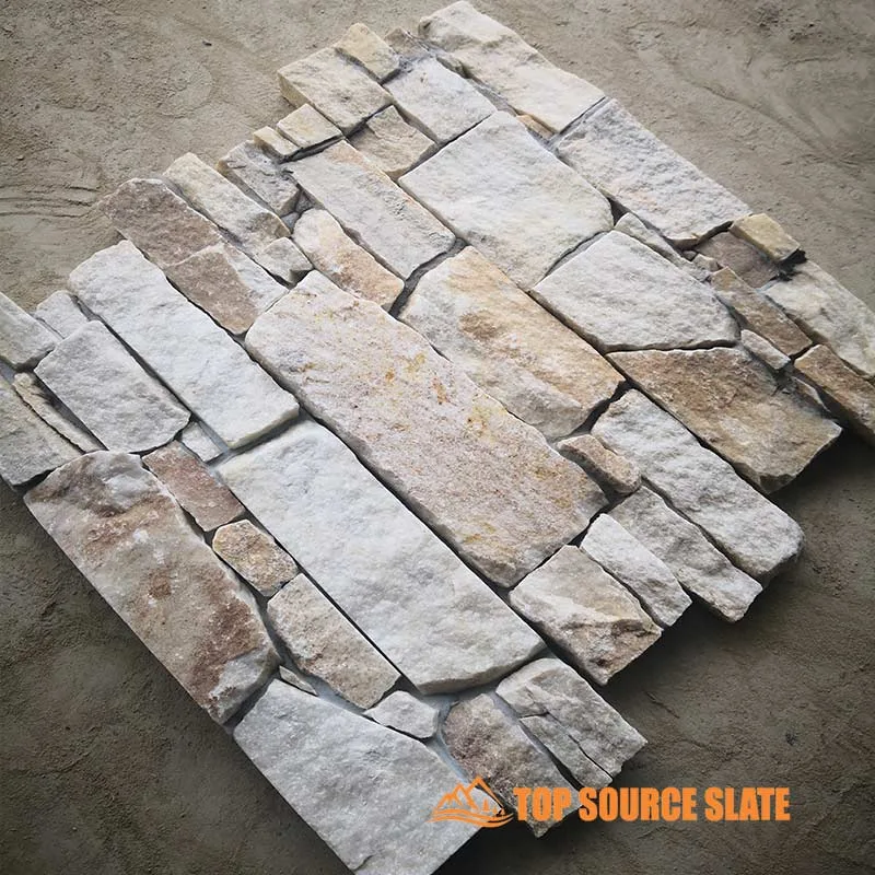 Elegant natural white quartz stone cladding for interior or exterior use.