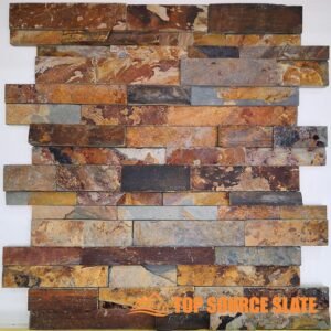 Panel de larguero de piedra apilada de pizarra oxidada rugosa de 6 pulg. x 24 pulg. (1)