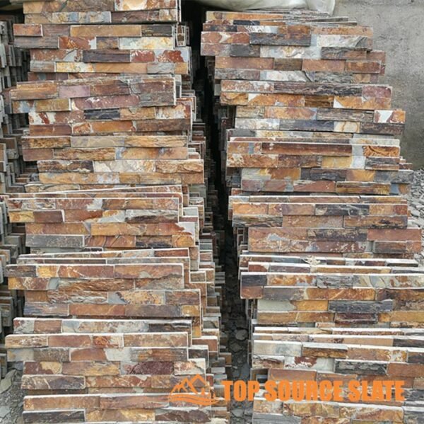 Rough rusty slate stacked stone ledger panel 6 in. x 24 in. (2)