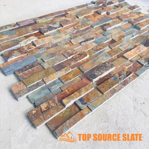 Rough rusty slate stacked stone ledger panel 6 in. x 24 in. (3)