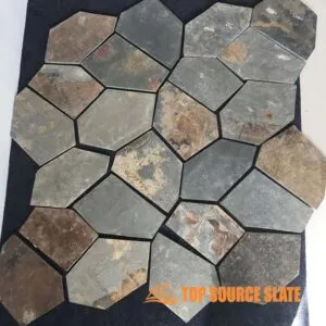 Rustic crazy paving flagstone wall covering in earthy tones