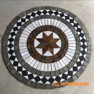 Beautiful slate medallion featuring intricate patterns for wall decor