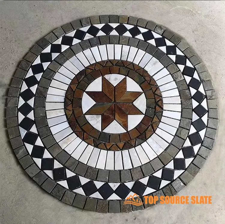 Beautiful slate medallion featuring intricate patterns for wall decor
