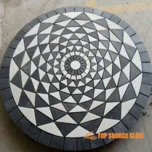 Stylish slate medallion featuring intricate design and natural texture