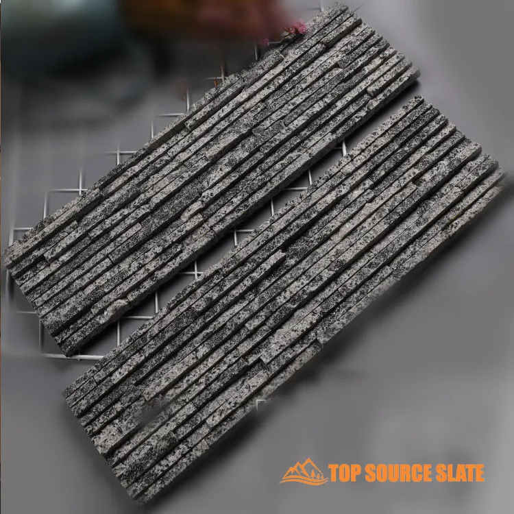 Elegant waterfall stacked stone panel in natural setting