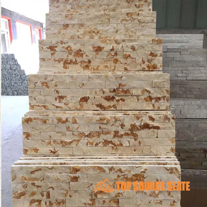Beautiful yellow beige limestone marble stacked stone for wall cladding
