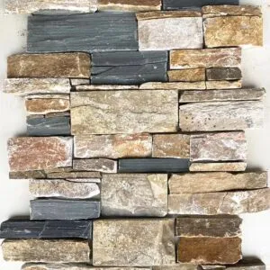 Natural dry ledgestone wall cladding panels in a modern setting