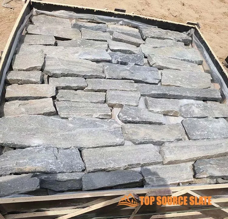 Elegant dry stack stone house exterior showcasing natural stonework