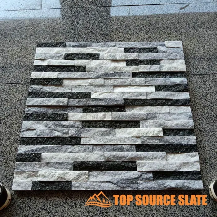 Stylish gray stacked stone cladding for exterior walls