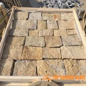 Natural loose stone cladding showcasing various textures and colors