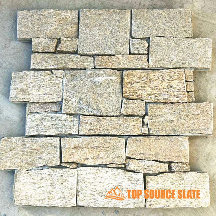 Natural stacked stone panels for wall cladding in various textures and colors