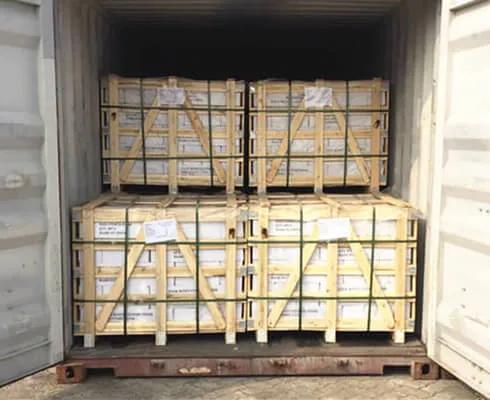 Container filled with premium stacked stone panels for landscaping and architectural use