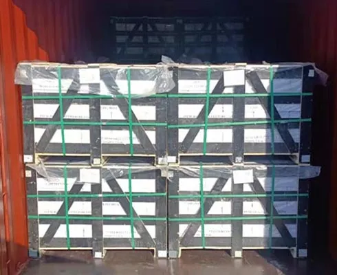Container filled with high-quality stacked stone materials