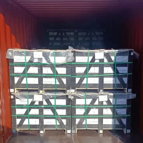 Container filled with high-quality stacked stone panels for construction