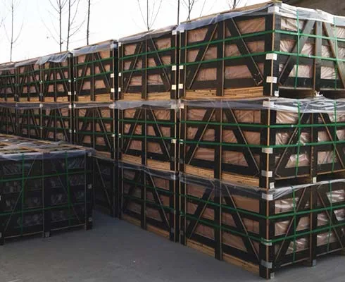 Securely packaged stacked stone tiles ready for shipment