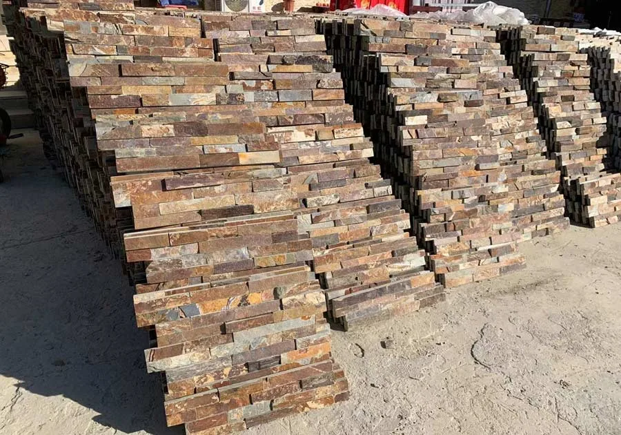California Gold 6x24 Split Face Slate Tile for wall cladding