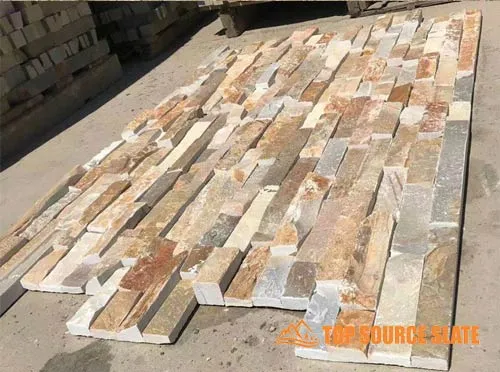 golden white stacked stone panels 1
