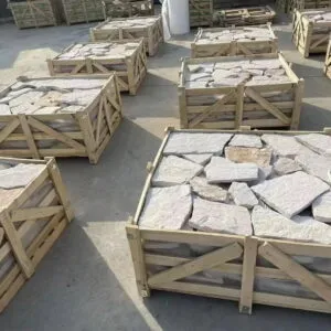 Loose white sandstone stones in random shapes and sizes