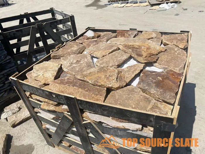 Loose random stone wall cladding in natural tones