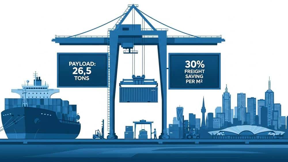 20-Fuß-Container wird im Hafen von Melbourne entladen