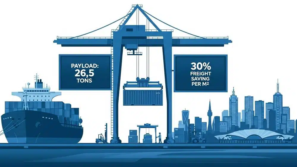 Contenedor de 20 pies descargado en el puerto de Melbourne