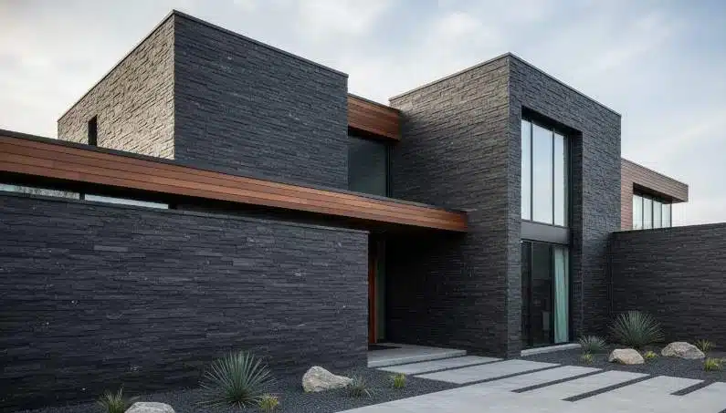 black natural stone design guide modern noir stacked stone for luxury projects (8)